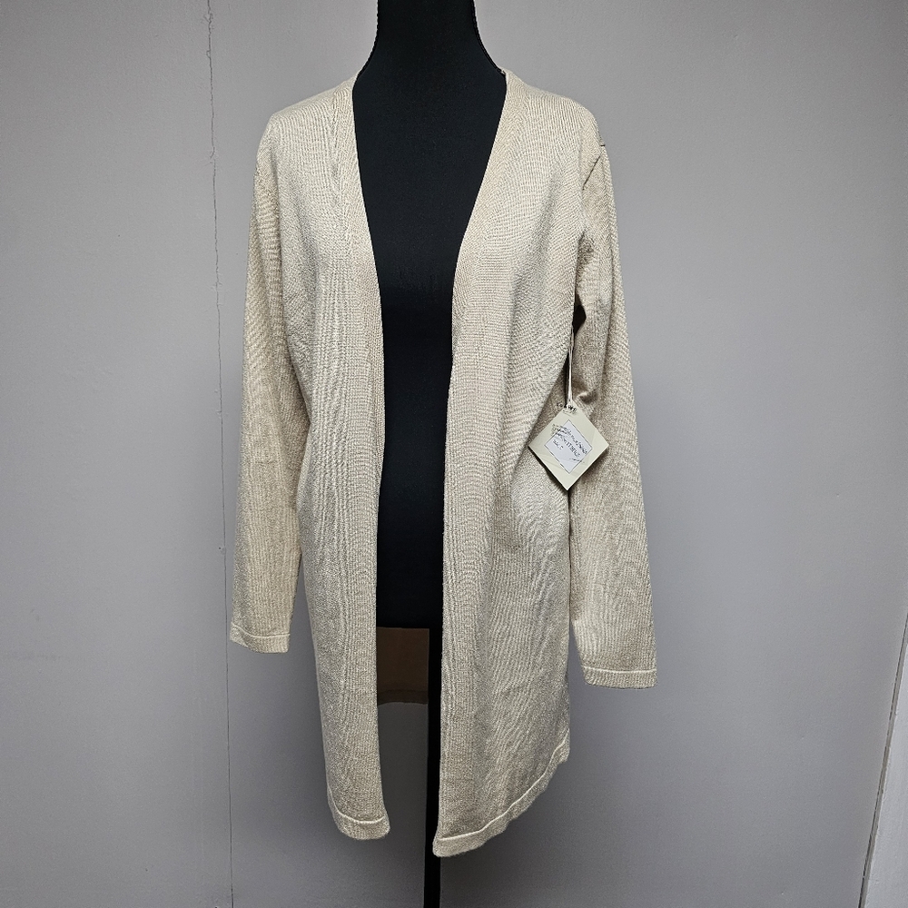 Eva & Paige Metallic Gold Long Cardigan Winter Christmas Spring Neutral‎
